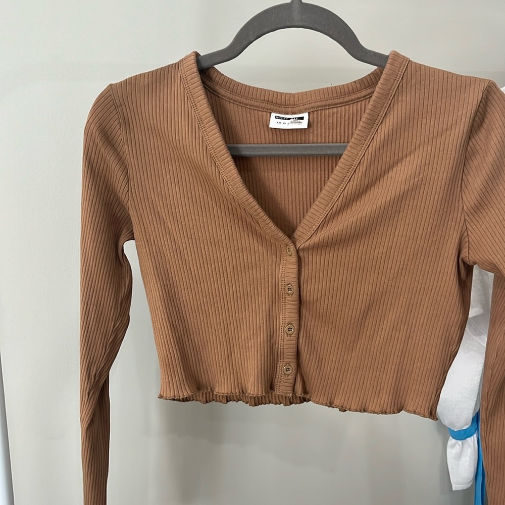 Tan Cropped Cardigan